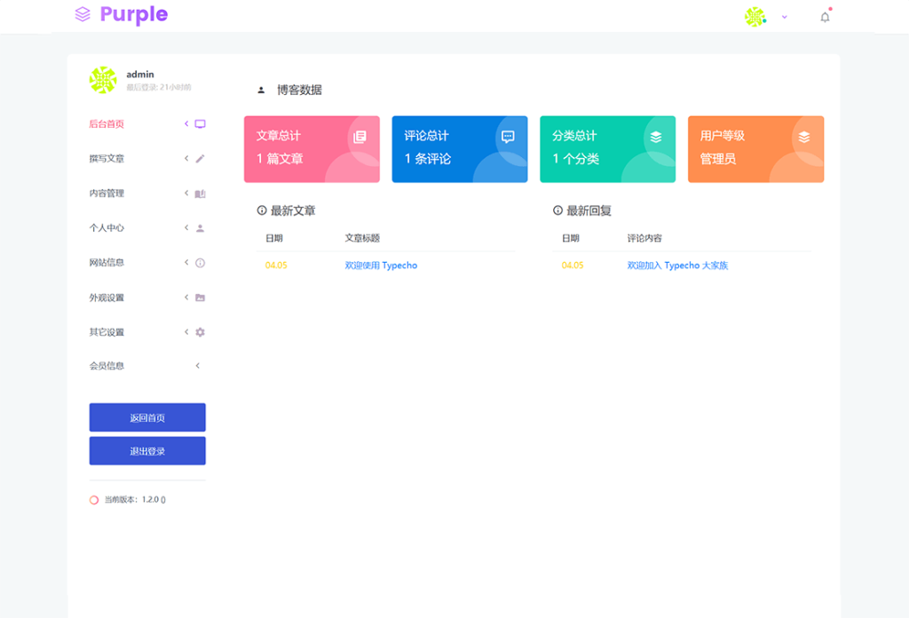 Typecho主题后台美化 Fresh Thmem V3.0模板-资源袋源码分享站