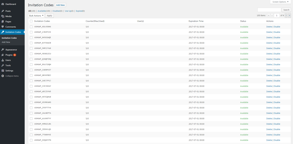 wordpress 邀请码注册插件 Ashuwp invitaion code-资源袋源码分享站
